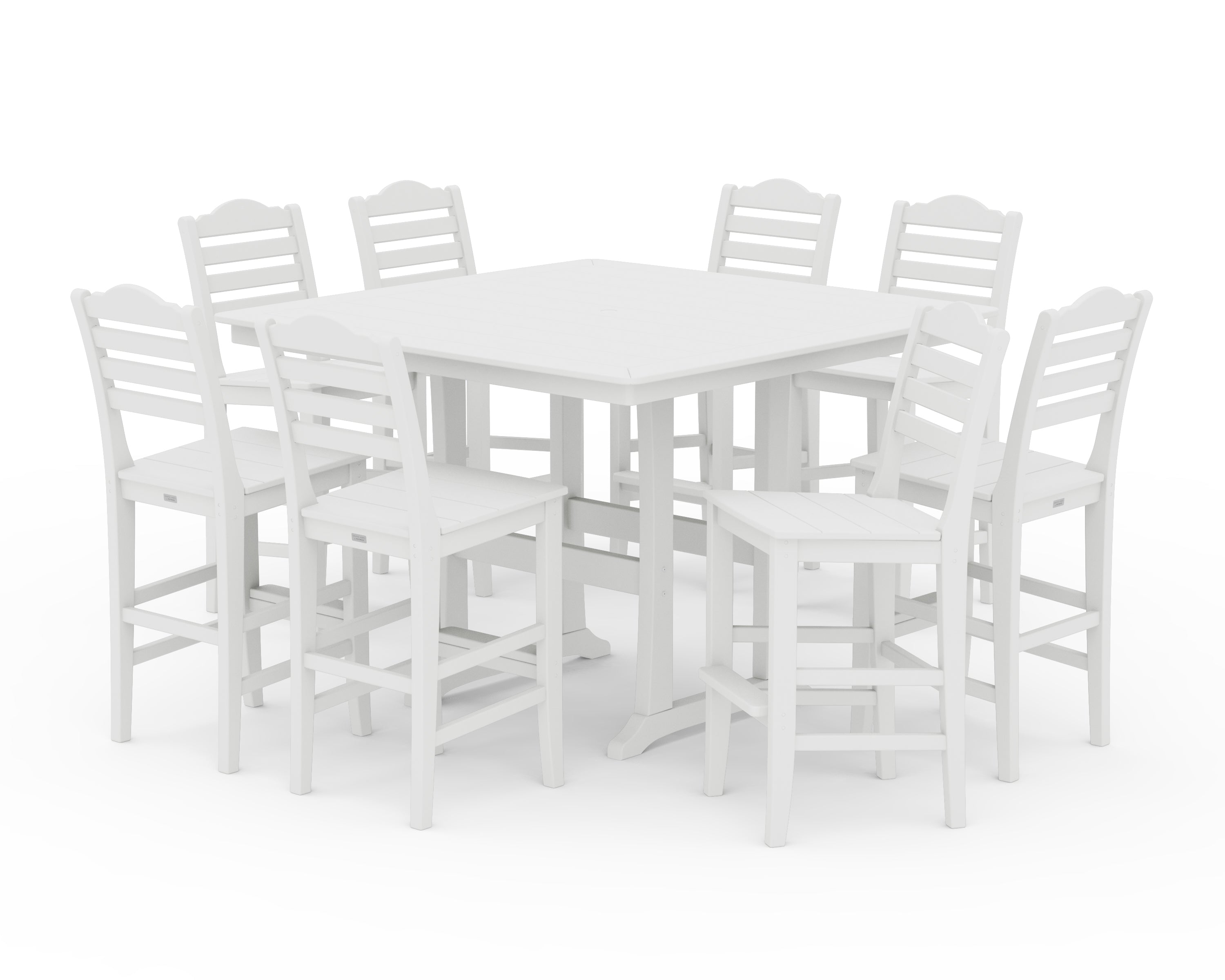 Draper James™ by  POLYWOOD® Savannah Side Chair 9-Piece Square Bar Set with Trestle Legs in White