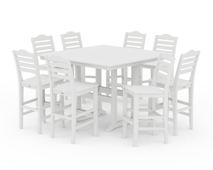 Draper James™ by  POLYWOOD® Savannah Side Chair 9-Piece Square Bar Set with Trestle Legs in White