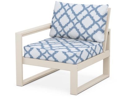 POLYWOOD® EDGE Modular Left Arm Chair in Sand / Trellis Sky Blue
