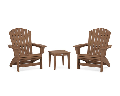 POLYWOOD® 3-Piece Nautical Grand Adirondack Set in Teak