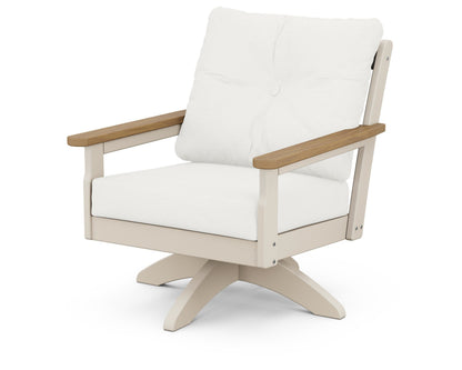 POLYWOOD® Vineyard Deep Seating Swivel Chair in Sand / Natural / Natural Linen