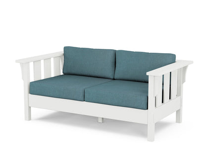 Martha Stewart by POLYWOOD® Acadia Deep Seating Loveseat in White / Ocean Teal