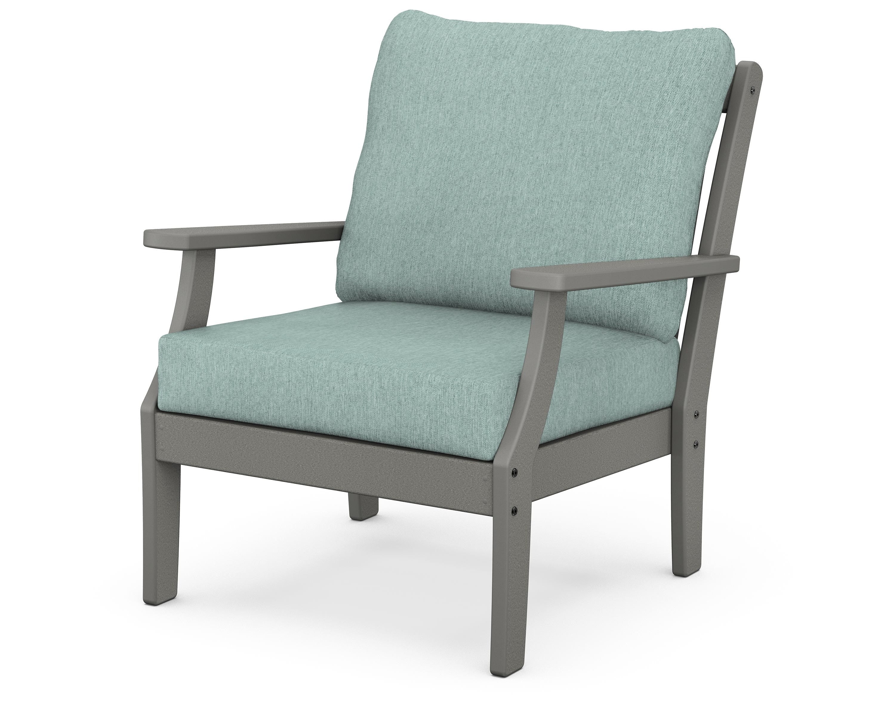 POLYWOOD® Braxton Deep Seating Chair in Slate Grey / Glacier Spa