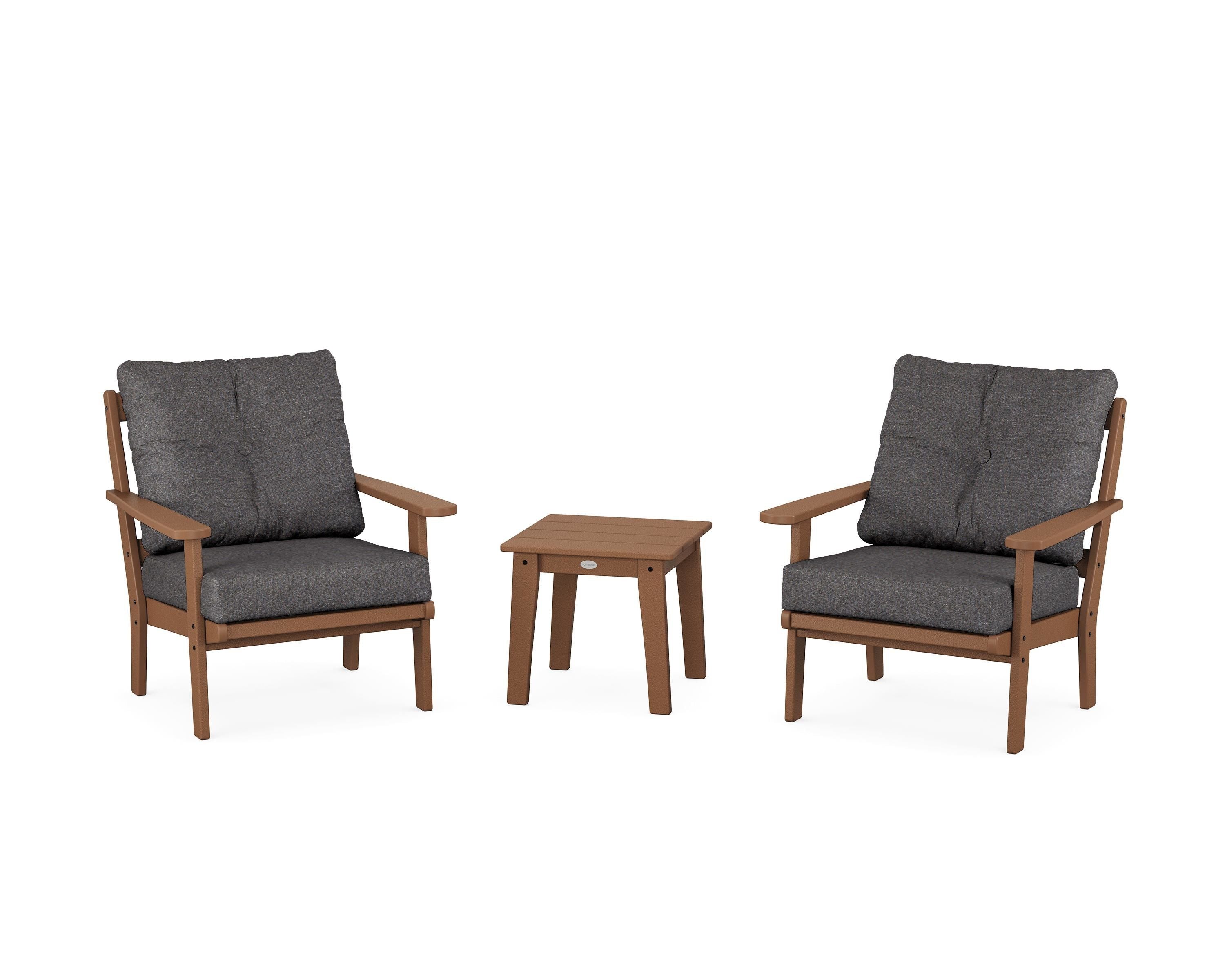 POLYWOOD® Mission 3-Piece Deep Seating Set in Teak / Ash Charcoal