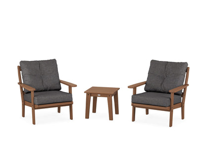 POLYWOOD® Mission 3-Piece Deep Seating Set in Teak / Ash Charcoal