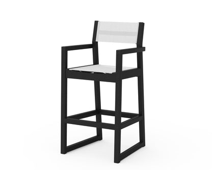 POLYWOOD® EDGE Sling Bar Arm Chair in Black / White Sling