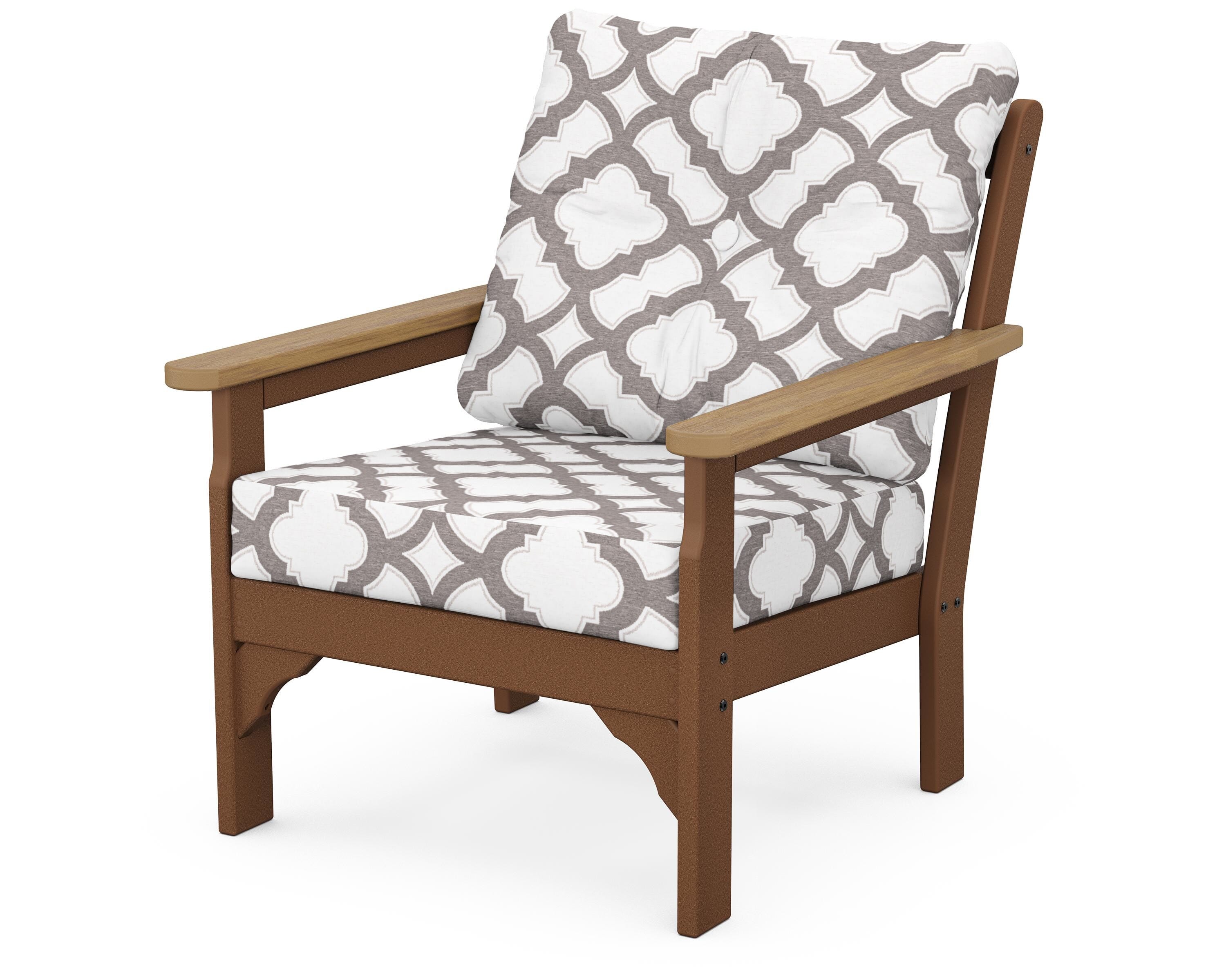 POLYWOOD® Vineyard Deep Seating Chair in Teak / Natural / Trellis Grey Mist