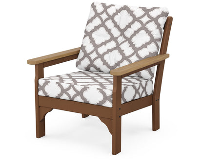 POLYWOOD® Vineyard Deep Seating Chair in Teak / Natural / Trellis Grey Mist