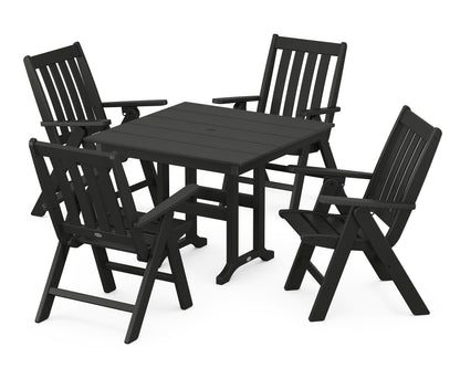 POLYWOOD® Vineyard Folding Chair 5-Piece Farmhouse Dining Set in Black