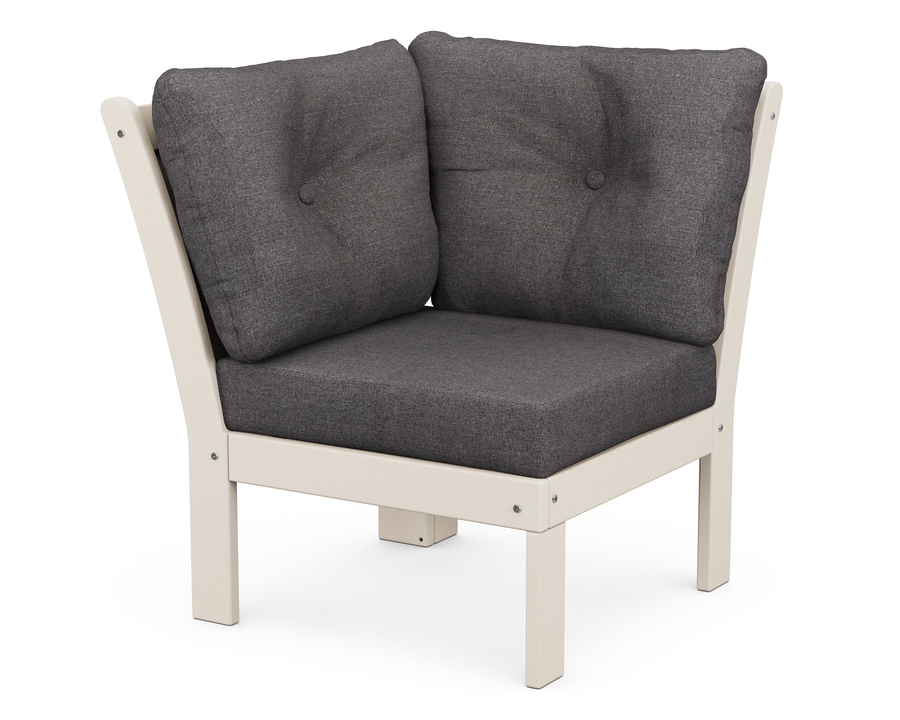 POLYWOOD® Vineyard Modular Corner Chair in Sand / Ash Charcoal