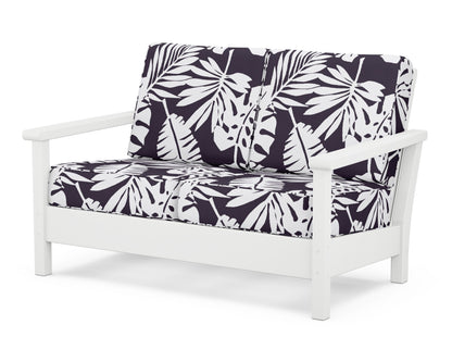 POLYWOOD® Harbour Deep Seating Loveseat in White / Leaf Navy