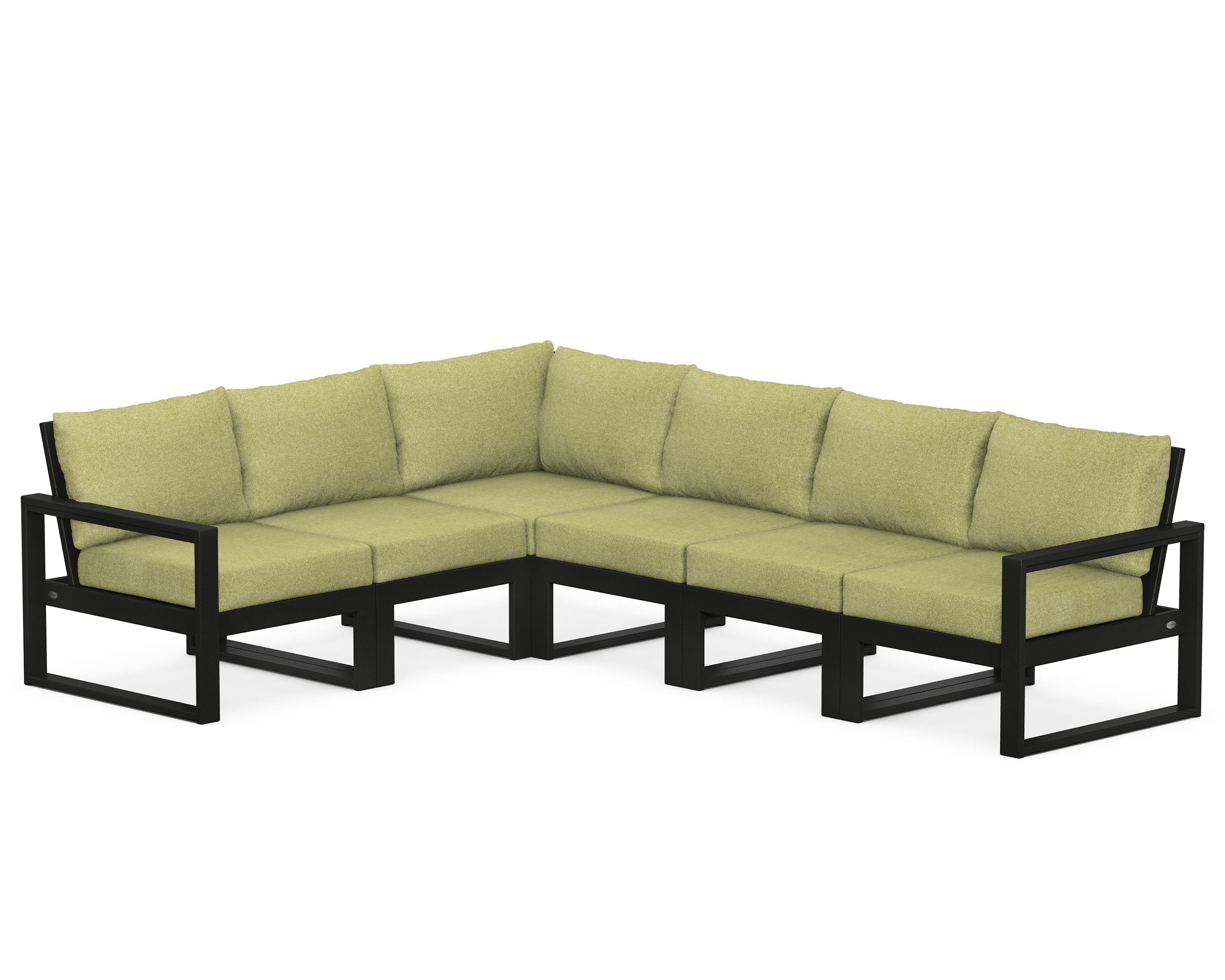 POLYWOOD® EDGE 6-Piece Modular Deep Seating Set in Black / Chartreuse Boucle