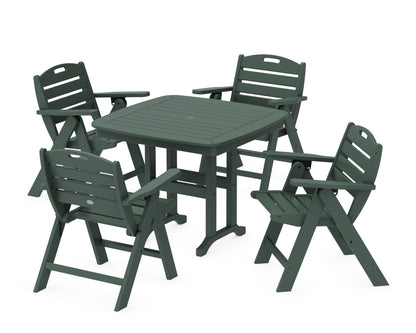 POLYWOOD® Nautical Folding Lowback Chair 5-Piece Dining Set in Green