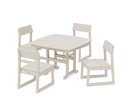 POLYWOOD® EDGE Side Chair 5-Piece Dining Set with Trestle Legs in Sand