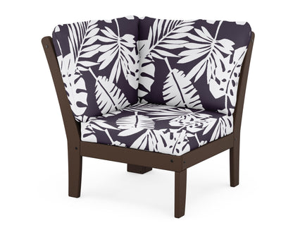 POLYWOOD® Braxton Modular Corner Chair in Mahogany / Leaf Navy