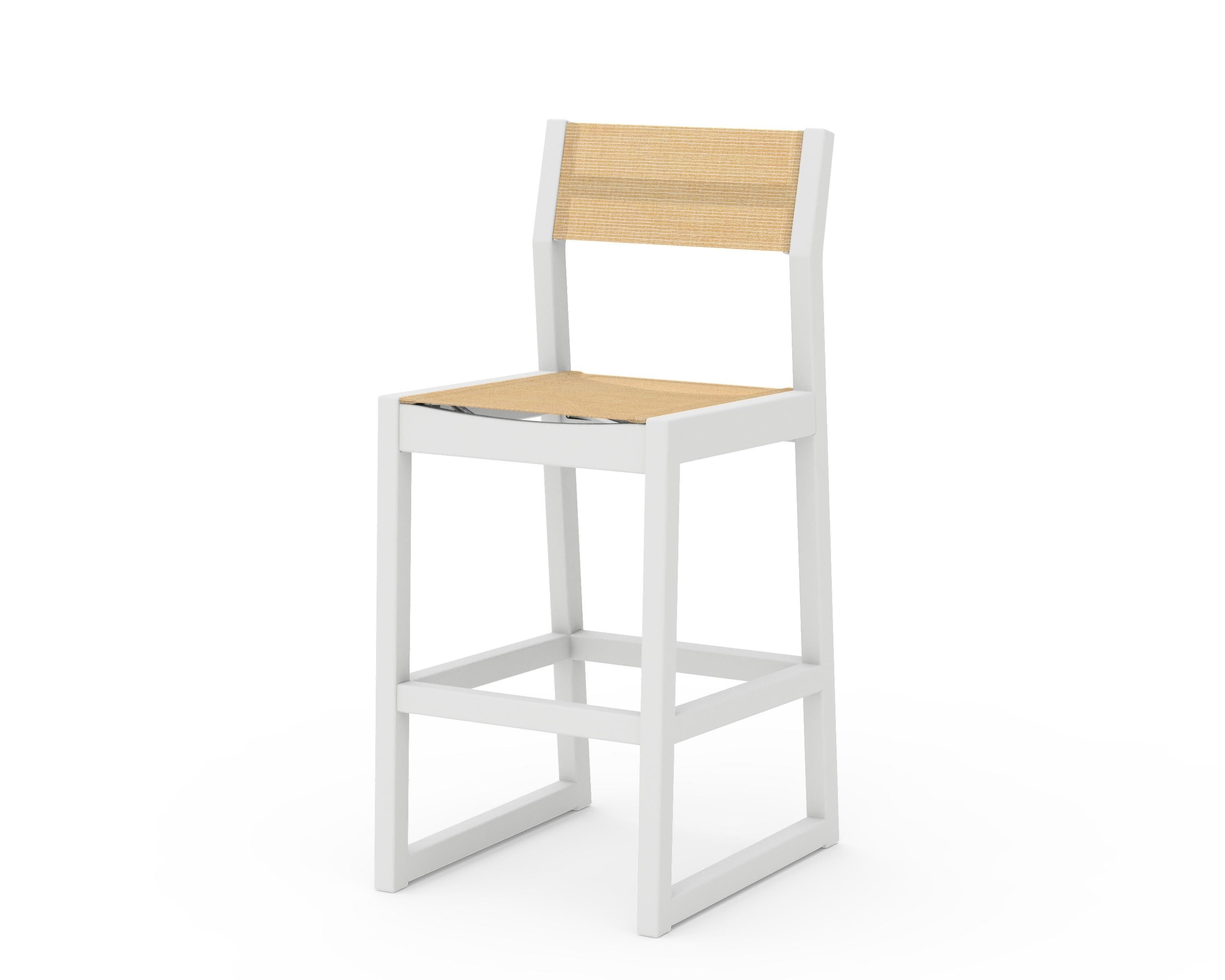 POLYWOOD® EDGE Sling Bar Side Chair in White / Dupioni Apricot Sling