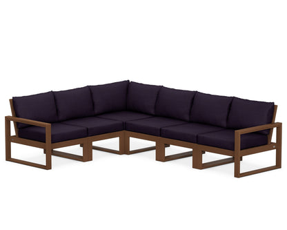 POLYWOOD® EDGE 6-Piece Modular Deep Seating Set in Teak / Navy Linen