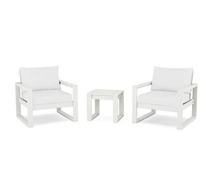 POLYWOOD® EDGE Sectional 3-Piece Deep Seating Set in Vintage White / Natural