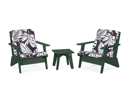 POLYWOOD® Riviera Modern Lounge 3-Piece Set in Green / Leaf Navy