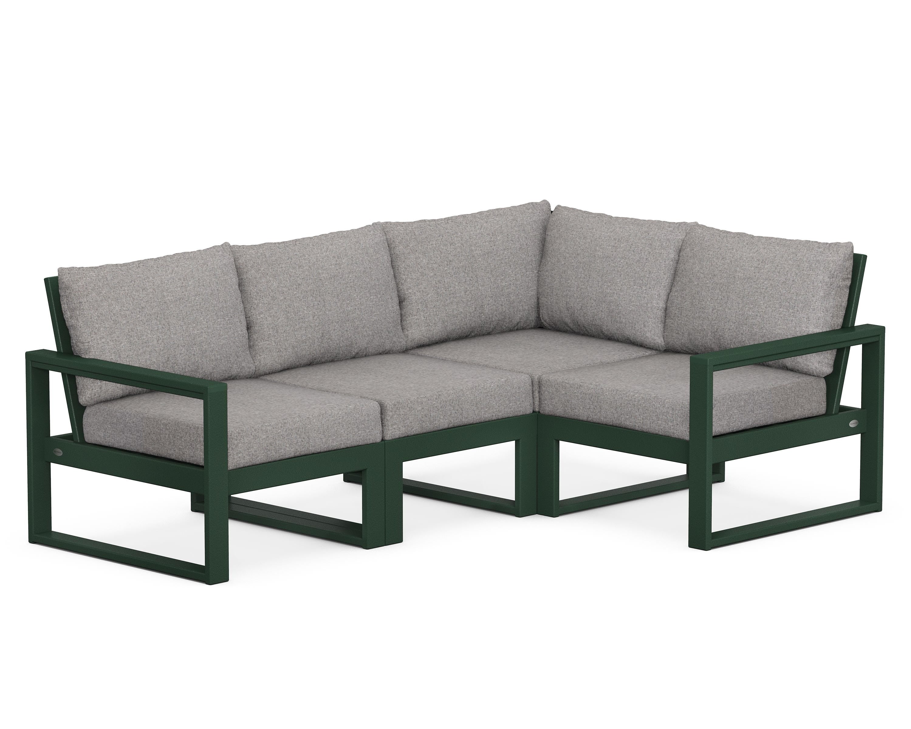 POLYWOOD® EDGE 4-Piece Modular Deep Seating Set in Green / Grey Mist