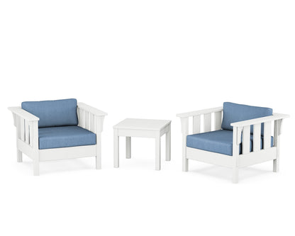 Martha Stewart by POLYWOOD® Acadia 3-Piece Deep Seating Set in White / Sky Blue