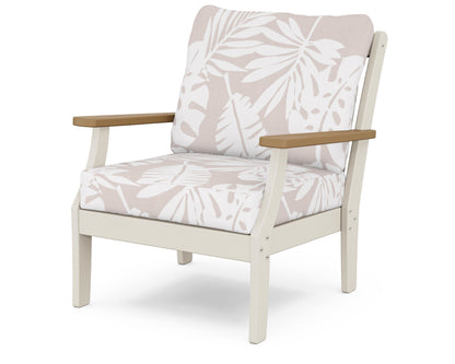 POLYWOOD® Braxton Deep Seating Chair in Sand / Natural / Leaf Dune Burlap