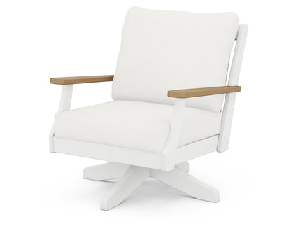POLYWOOD® Braxton Deep Seating Swivel Chair in White / Natural / Natural Linen