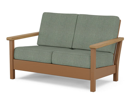 POLYWOOD® Harbour Deep Seating Loveseat in Teak / Natural / Cast Sage