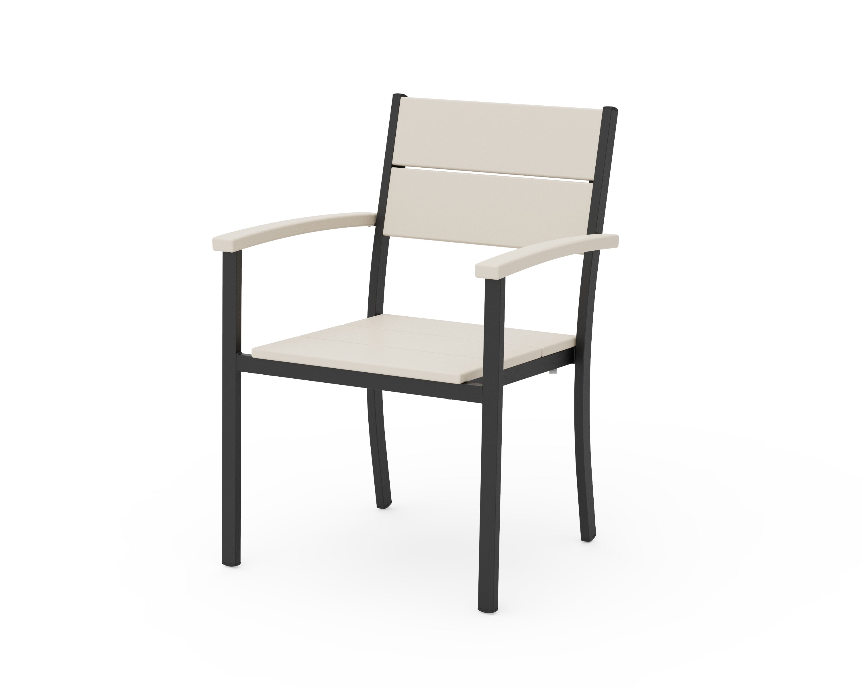 POLYWOOD® Main Street Stacking Dining Arm Chair in Black / Sand