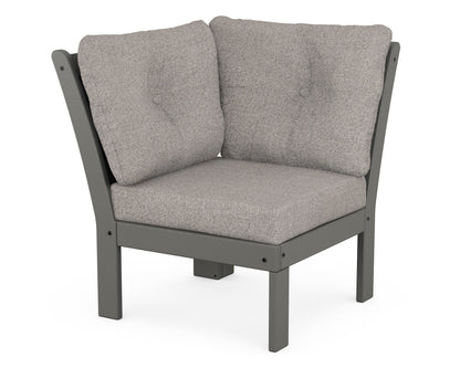 POLYWOOD® Vineyard Modular Corner Chair in Slate Grey / Weathered Tweed