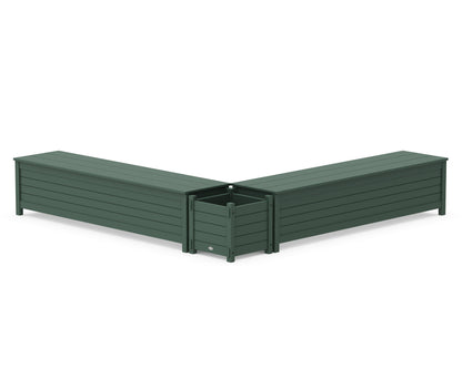 POLYWOOD® 72" Nautical L- Shaped Planter Storage Bench Set in Green