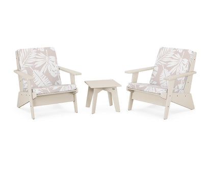 POLYWOOD® Riviera Modern Lounge 3-Piece Set in Sand / Leaf Dune Burlap