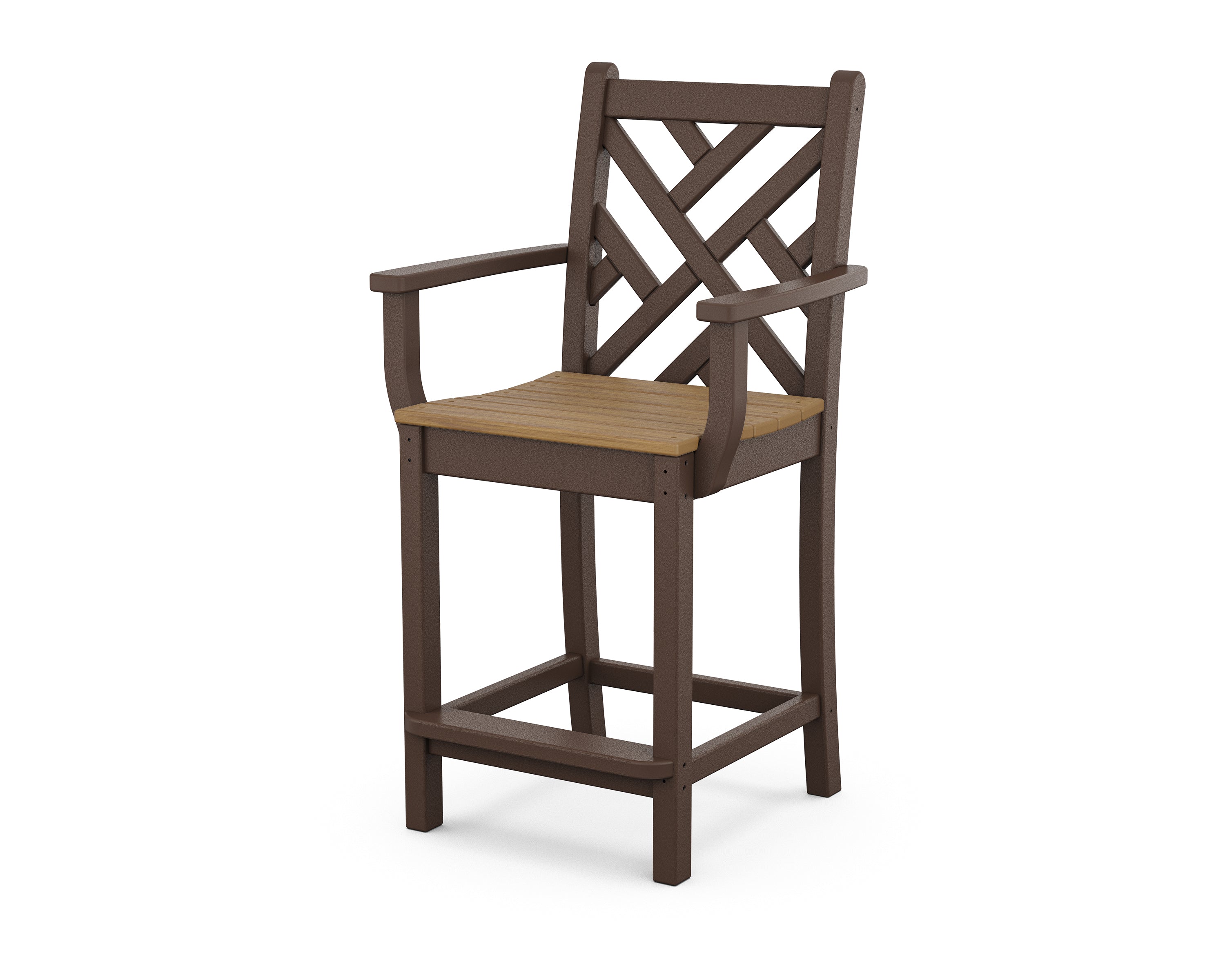 POLYWOOD® Chippendale Counter Arm Chair in Mahogany / Natural