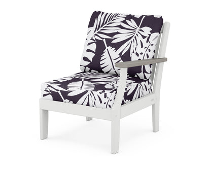 POLYWOOD® Braxton Modular Right Arm Chair in White / Driftwood / Leaf Navy