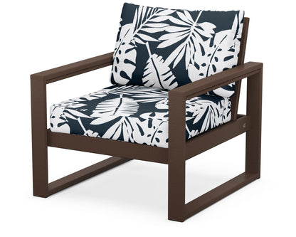 POLYWOOD® EDGE Club Chair in Mahogany / Leaf Marine Indigo