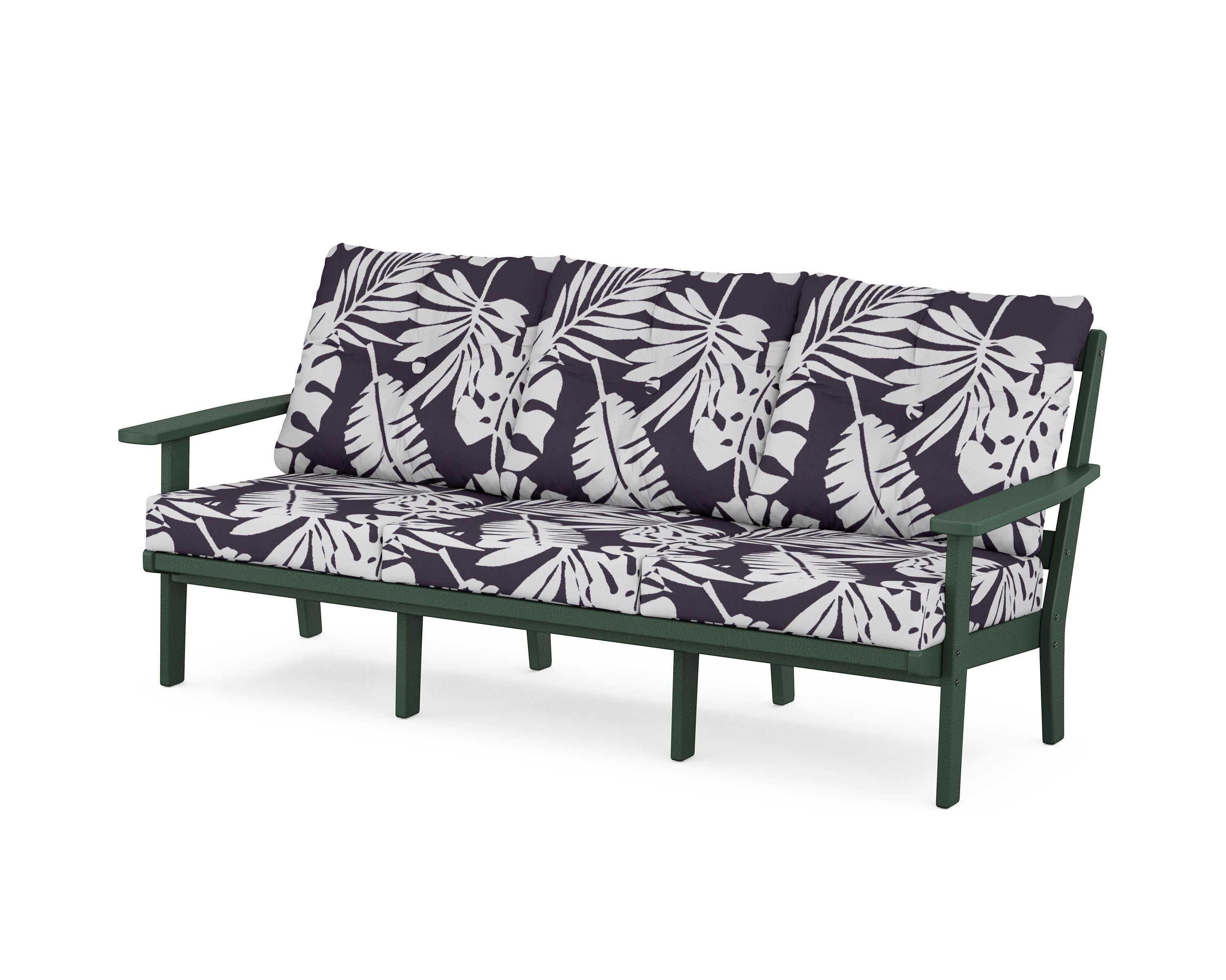 POLYWOOD® Prairie Deep Seating Sofa in Green / Leaf Navy