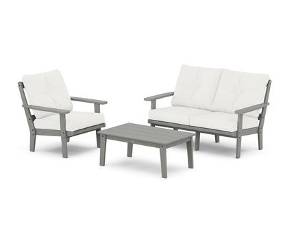 POLYWOOD® Prairie 3-Piece Deep Seating Set with Loveseat in Slate Grey / Natural Linen