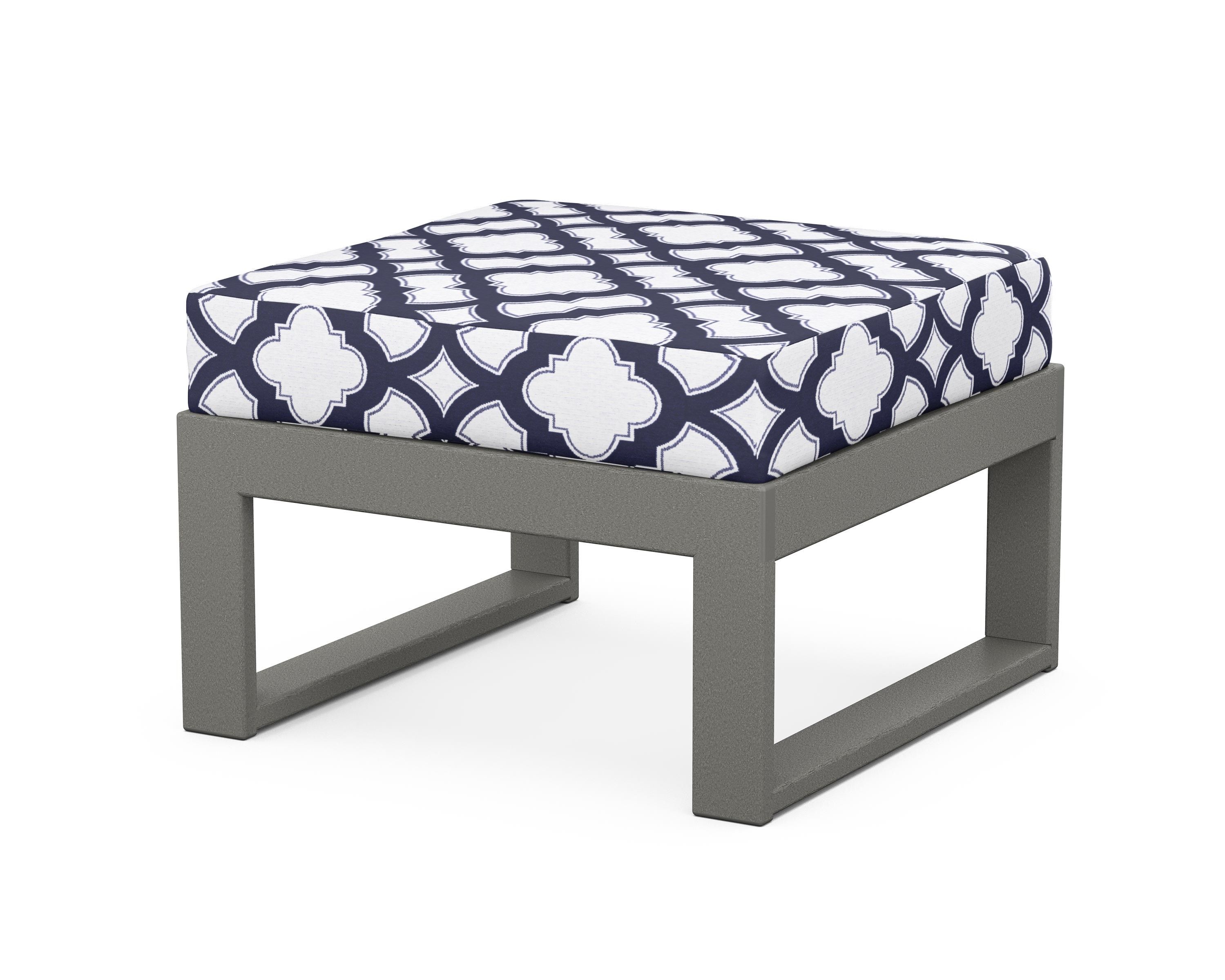 Unbranded Modular Ottoman - Modern in Slate Grey / Trellis Navy