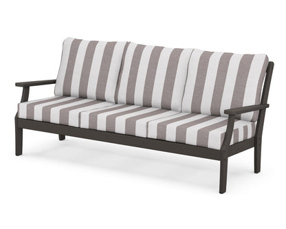 POLYWOOD® Braxton Deep Seating Sofa in Vintage Coffee / Cabana Stripe Grey Mist
