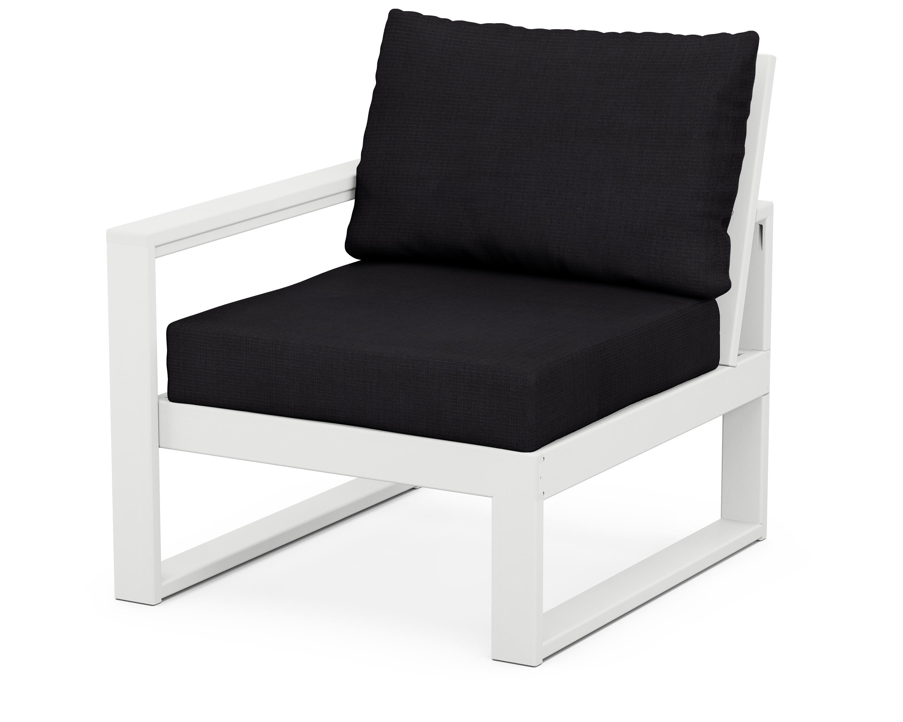 POLYWOOD® EDGE Modular Left Arm Chair in White / Midnight Linen