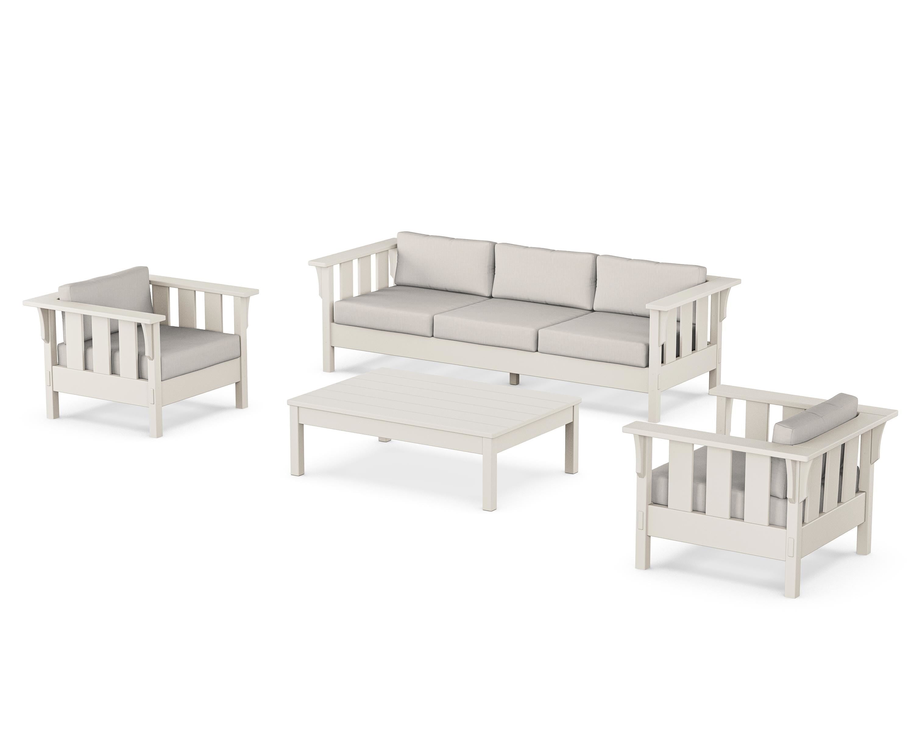 Martha Stewart by POLYWOOD® Acadia 4-Piece Deep Seating Set with Sofa in Sand / Cast Ash