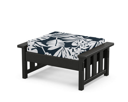 Martha Stewart by POLYWOOD® Acadia Deep Seating Ottoman in Black / Leaf Marine Indigo