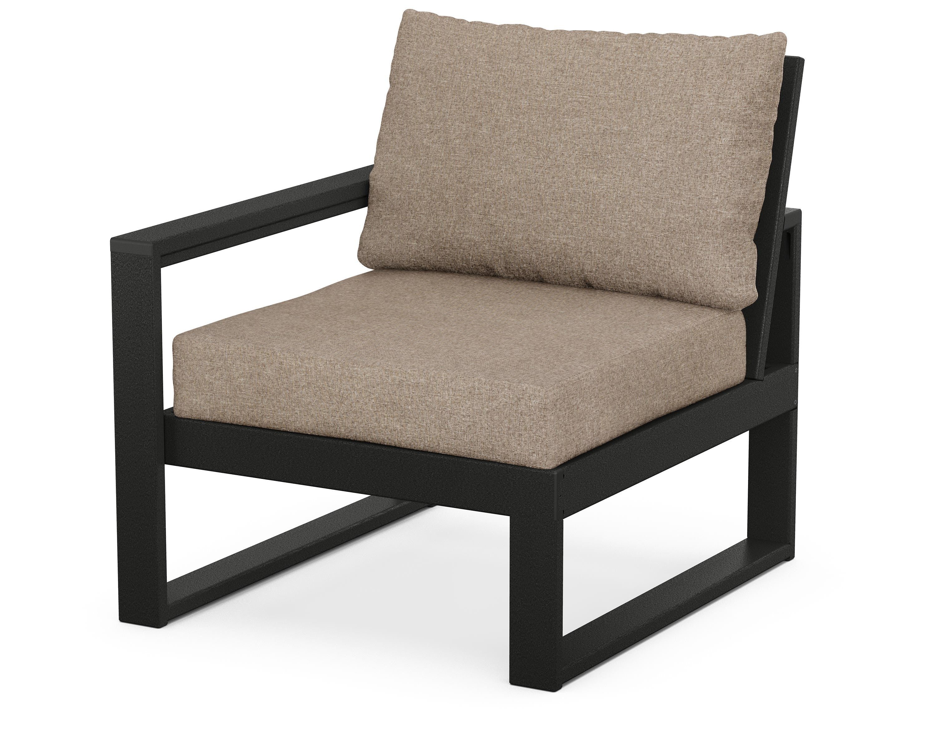 POLYWOOD® EDGE Modular Left Arm Chair in Black / Spiced Burlap