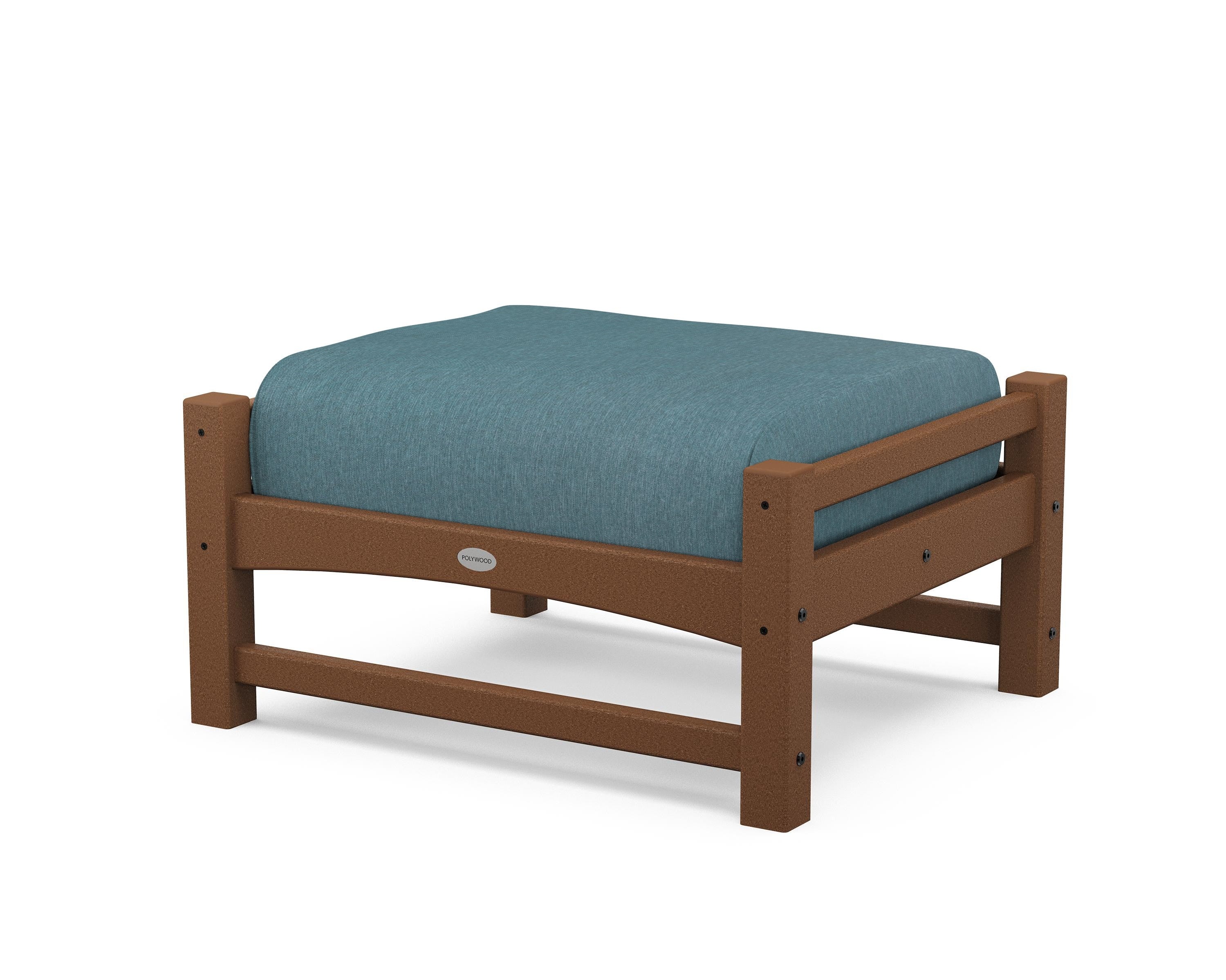 POLYWOOD® Club Ottoman in Teak / Ocean Teal