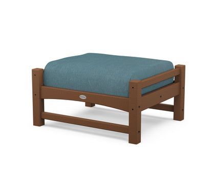 POLYWOOD® Club Ottoman in Teak / Ocean Teal
