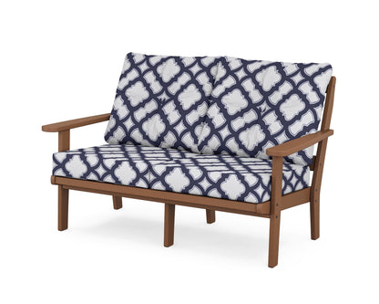 POLYWOOD® Mission Deep Seating Loveseat in Teak / Trellis Navy