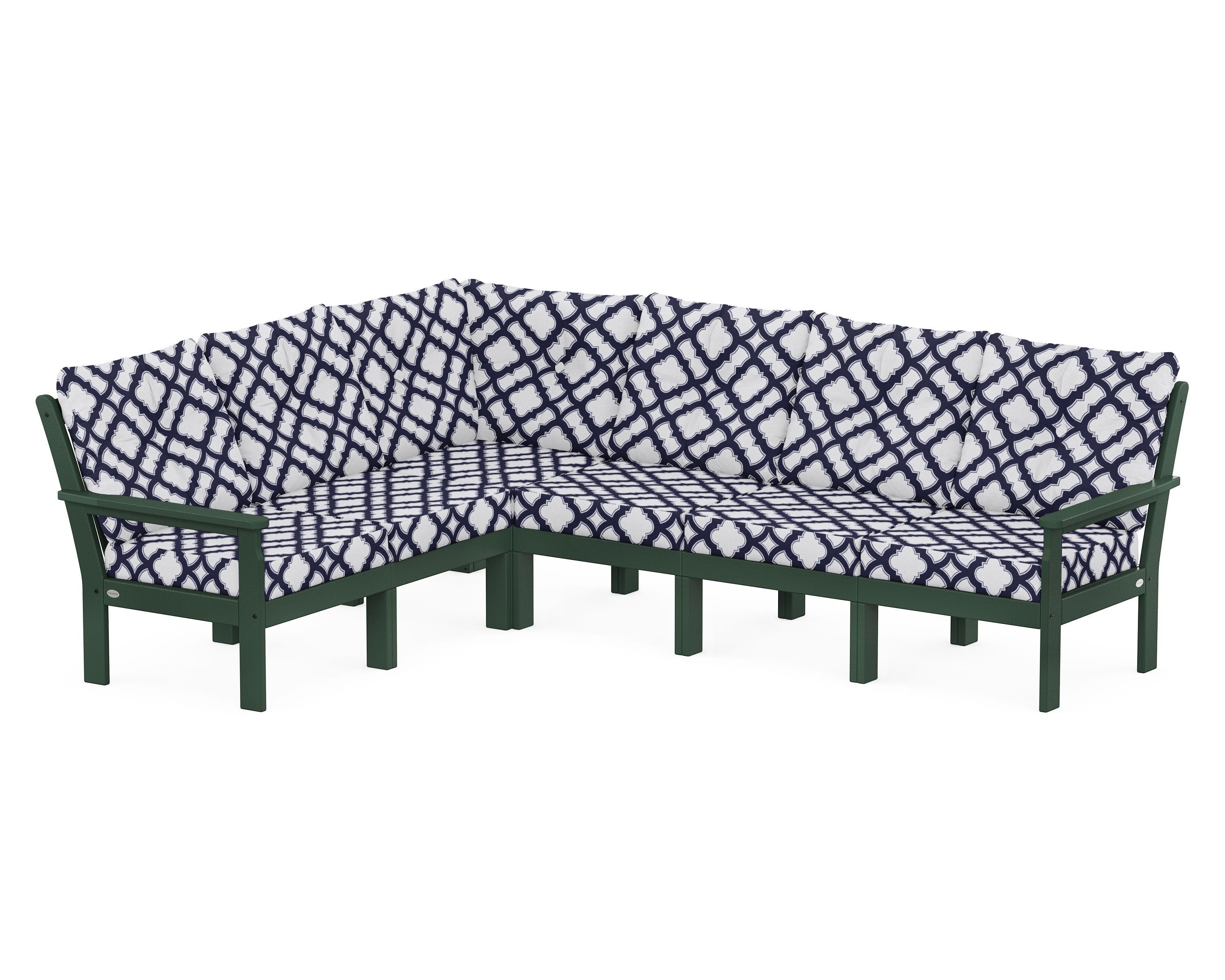 POLYWOOD® Vineyard 6-Piece Sectional in Green / Trellis Navy