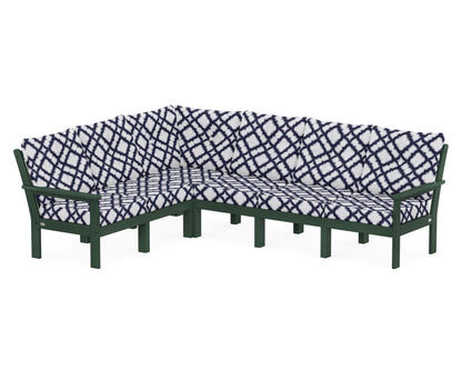 POLYWOOD® Vineyard 6-Piece Sectional in Green / Trellis Navy