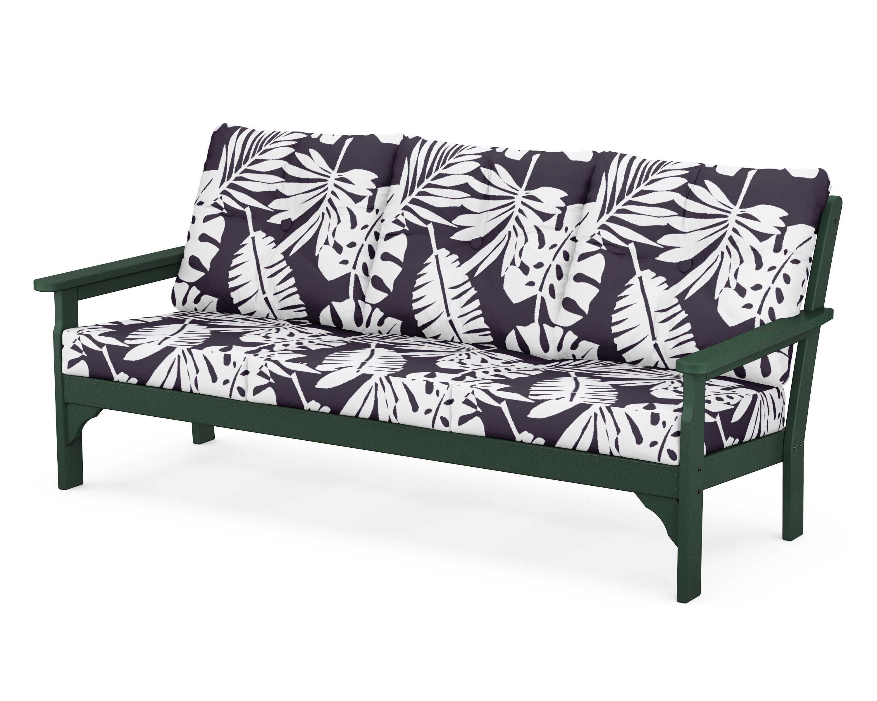 POLYWOOD® Vineyard Deep Seating Sofa in Green / Leaf Navy