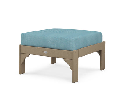 POLYWOOD¬Æ Vineyard Deep Seating Ottoman in Vintage Sahara / Lattice Sky Blue